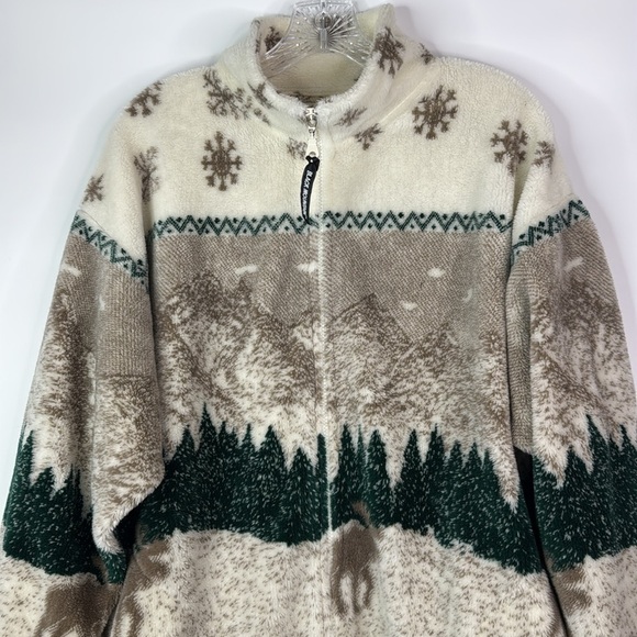 Vintage Black Mountain Outdoor Moose Mountains Full Zip Fuzzy Jacket Size Large - Picture 2 of 8